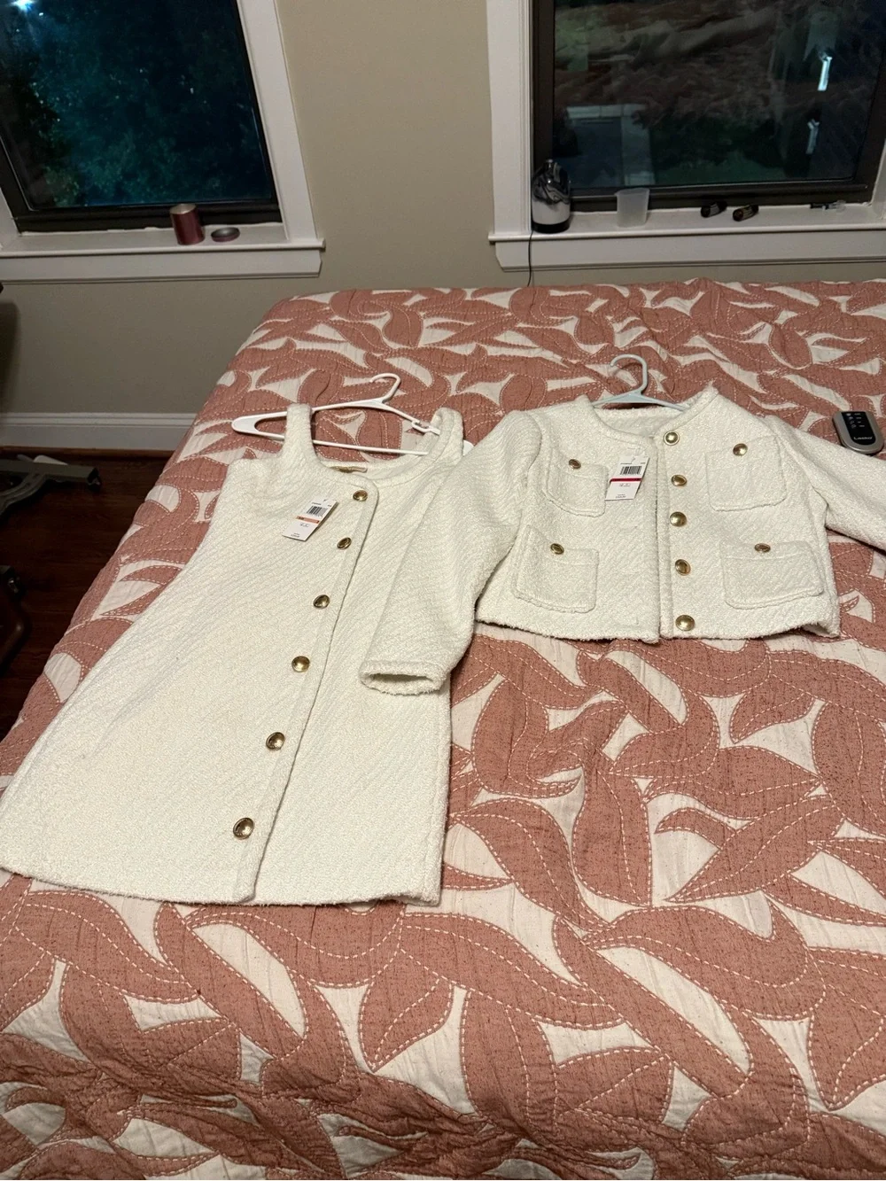 Michael Kors Cream Tweed Sleeveless Button-Front Mini Dress and Jacket